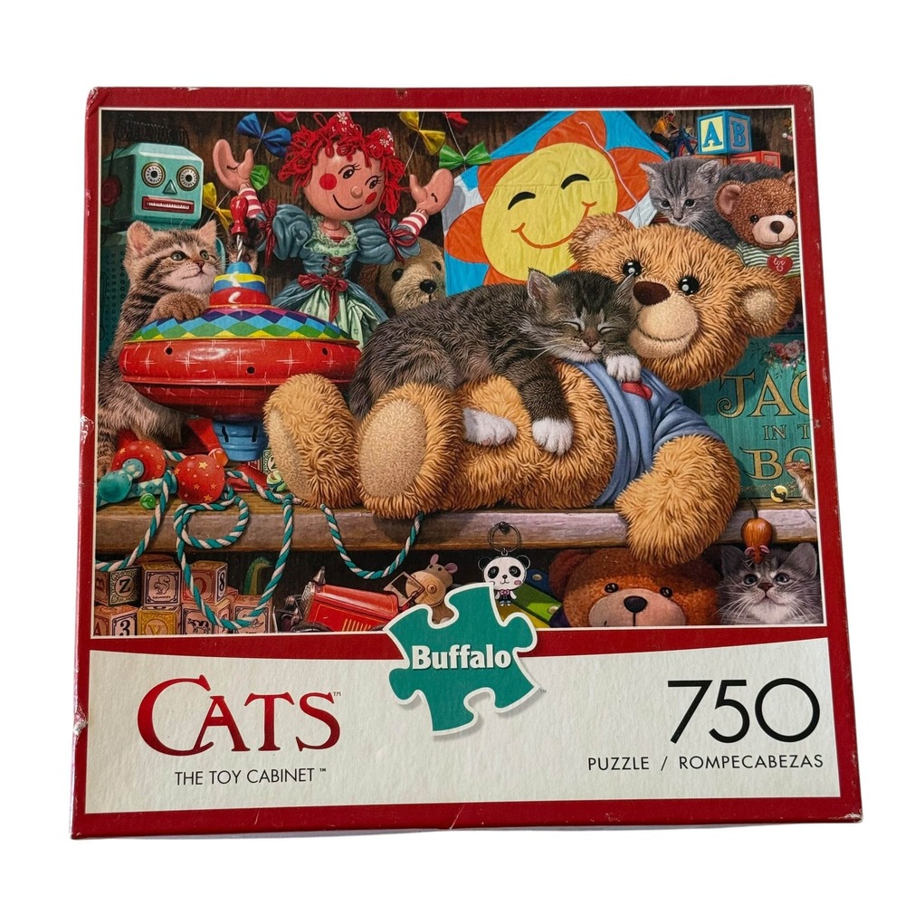 Buffalo Games Cats The Toy Cabinet 750 Piece Puzzle Vintage Toys UNCOUNTED